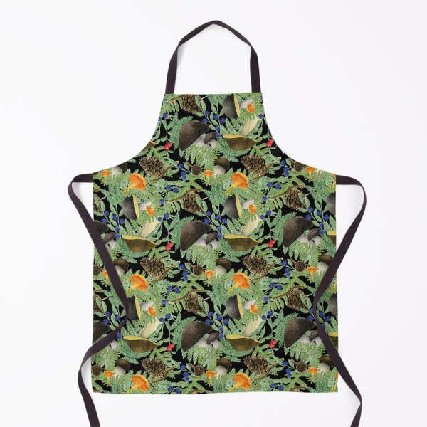 Item preview, Watercolor Forest Mushrooms Autumn Pattern Black Background designed and sold by AlicjaCurioseur.
