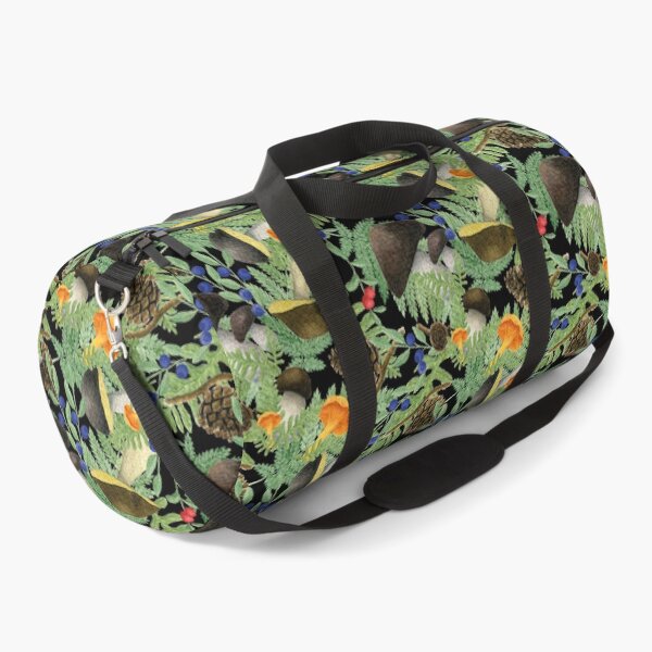 Item preview, Watercolor Forest Mushrooms Autumn Pattern Black Background designed and sold by AlicjaCurioseur.