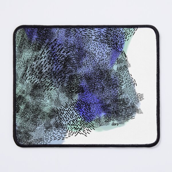 Item preview, abstract 6, small black strokes watercolor green blue, white background designed and sold by MentaLee.