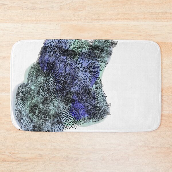 Item preview, abstract 6, small black strokes watercolor green blue, white background designed and sold by MentaLee.
