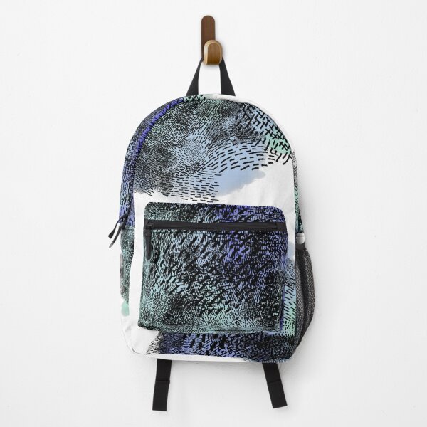Item preview, abstract 6, small black strokes watercolor green blue, white background designed and sold by MentaLee.