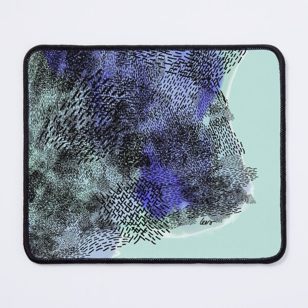 Item preview, abstract 6, small black strokes watercolor green blue, sea green background designed and sold by MentaLee.