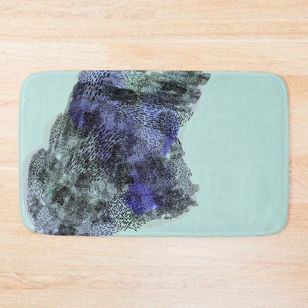 Item preview, abstract 6, small black strokes watercolor green blue, sea green background designed and sold by MentaLee.