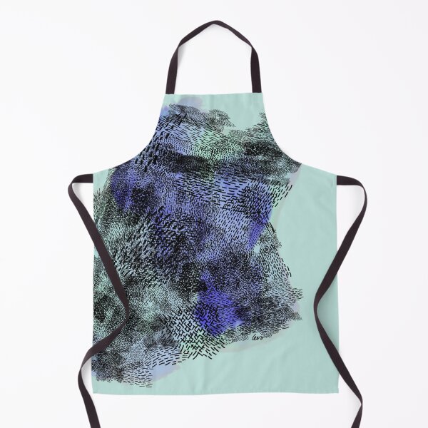 Item preview, abstract 6, small black strokes watercolor green blue, sea green background designed and sold by MentaLee.