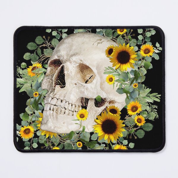 Item preview, Yellow Floral Skull, human anatomy and sunflowers watercolor spring, cool, anatomy art  designed and sold by Collagedream.