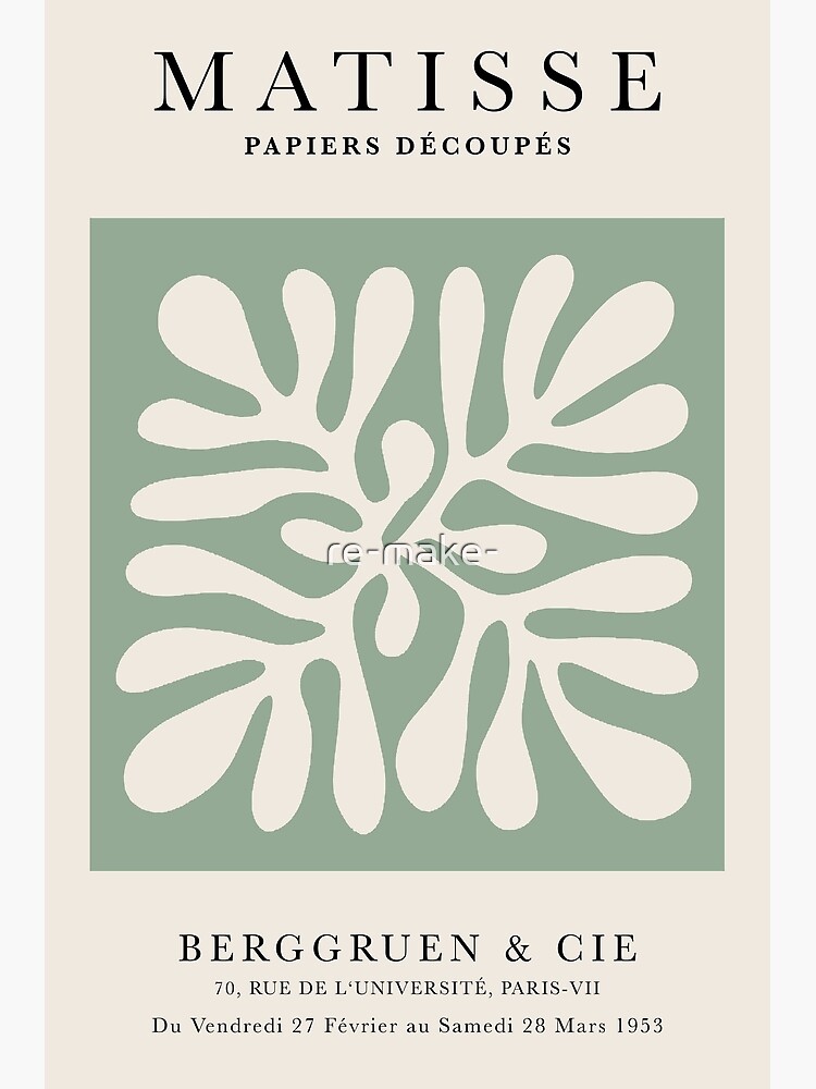 Thumbnail 2 of 2, Postcard, Henri Matisse Flower, Paper Decoupes Art green inside, Matisse Cutout's Flower designed and sold by re-make-.