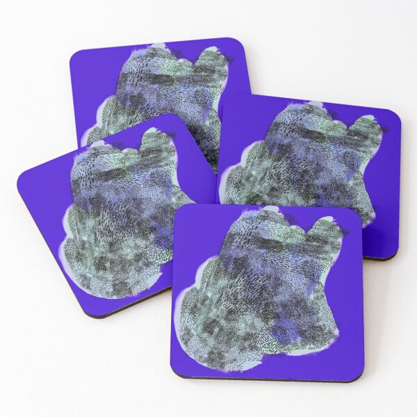 Item preview, abstract 6, small black strokes watercolor green blue, blue background designed and sold by MentaLee.