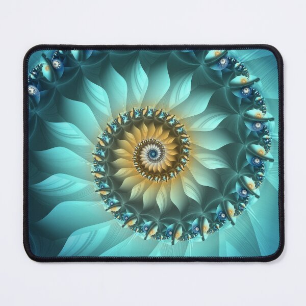 Item preview, Mystical Gold and Blue Spiral designed and sold by Kelly Dietrich Mandala & Fractal Art.