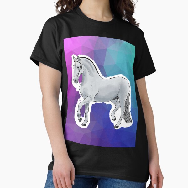 Aperçu de l'œuvre Cheval blanc sur fond low-poly créée et vendue par BunnyBizarre.