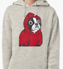 Boston Terrier in a Red Hoodie Pullover Hoodie