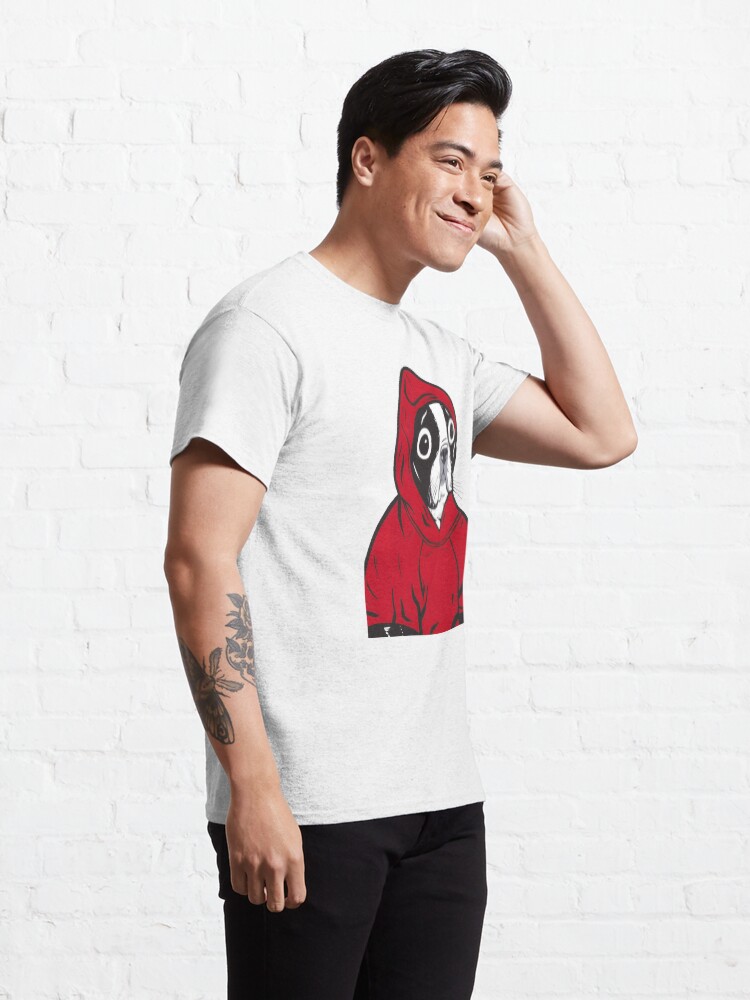 Alternate view of Boston Terrier in a Red Hoodie Classic T-Shirt