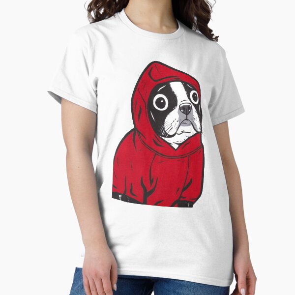 Item preview, Boston Terrier in a Red Hoodie designed and sold by turddemon.