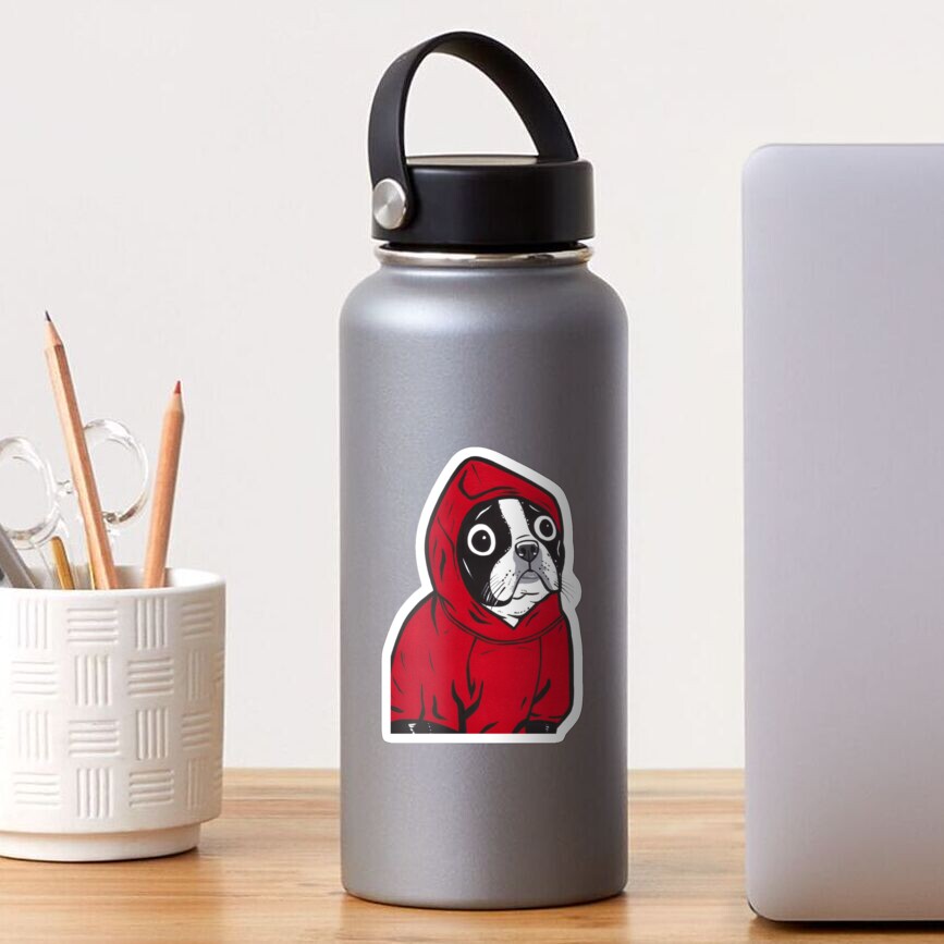 Boston Terrier in a Red Hoodie Sticker