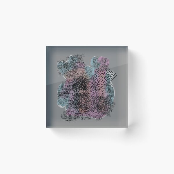 Item preview, abstract 7, small black strokes watercolor blue orange pink, gray background designed and sold by MentaLee.
