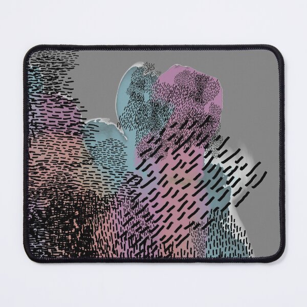 Item preview, abstract 7, small black strokes watercolor blue orange pink, gray background designed and sold by MentaLee.