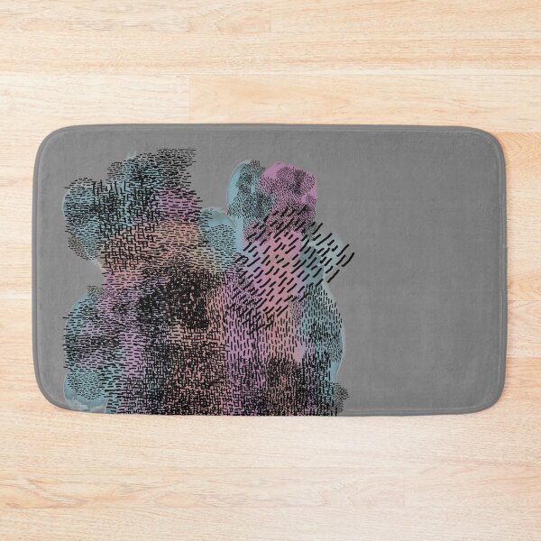 Item preview, abstract 7, small black strokes watercolor blue orange pink, gray background designed and sold by MentaLee.