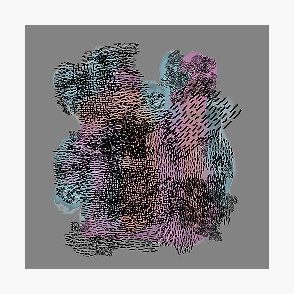 Artikelvorschau, abstrakt 7, kleine schwarze Striche Aquarell blau orange rosa, grauer Hintergrund entworfen und verkauft von MentaLee.
