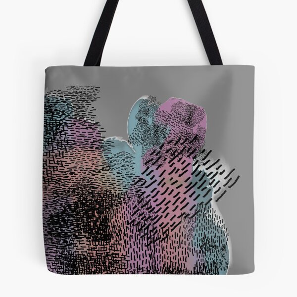 Item preview, abstract 7, small black strokes watercolor blue orange pink, gray background designed and sold by MentaLee.