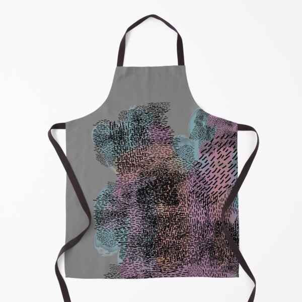 Item preview, abstract 7, small black strokes watercolor blue orange pink, gray background designed and sold by MentaLee.