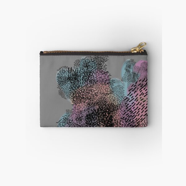 Item preview, abstract 7, small black strokes watercolor blue orange pink, gray background designed and sold by MentaLee.