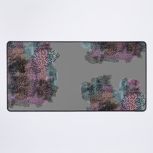 Item preview, abstract 7, small black strokes watercolor blue orange pink, gray background designed and sold by MentaLee.