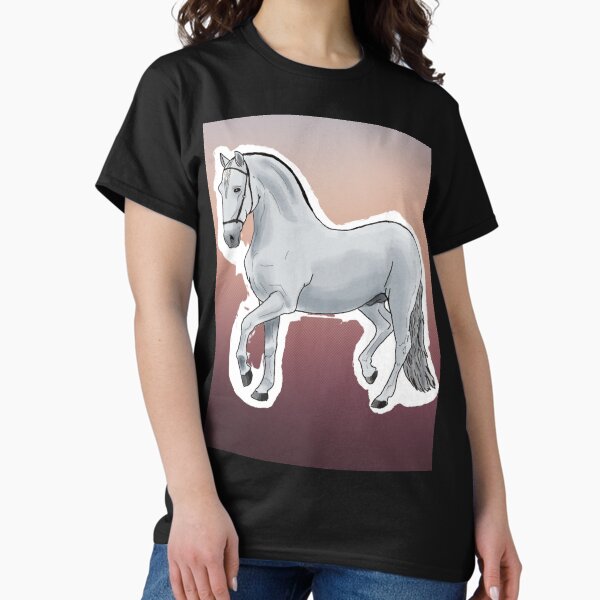 Aperçu de l'œuvre Cheval blanc sur dégradé marron créée et vendue par BunnyBizarre.