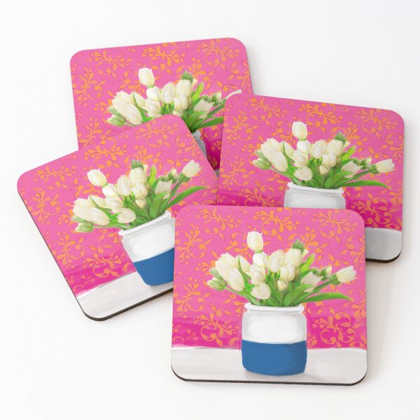 Item preview, White Tulips in Blue and White Vase designed and sold by Urbaun.