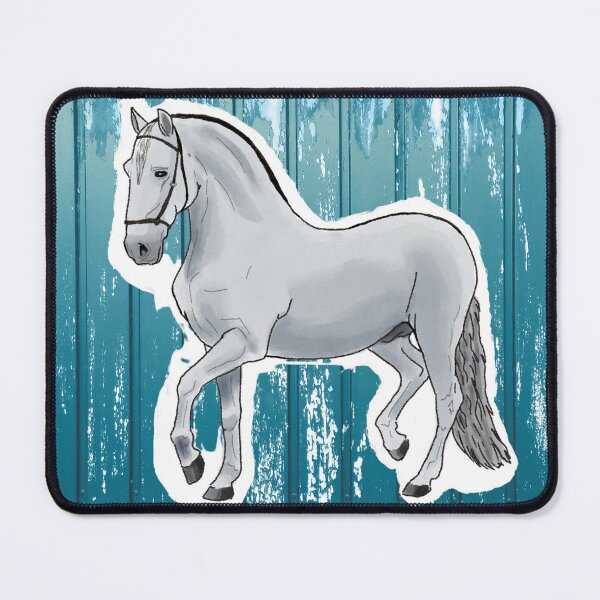 Item preview, White Horse on Blue Wood Background designed and sold by BunnyBizarre.