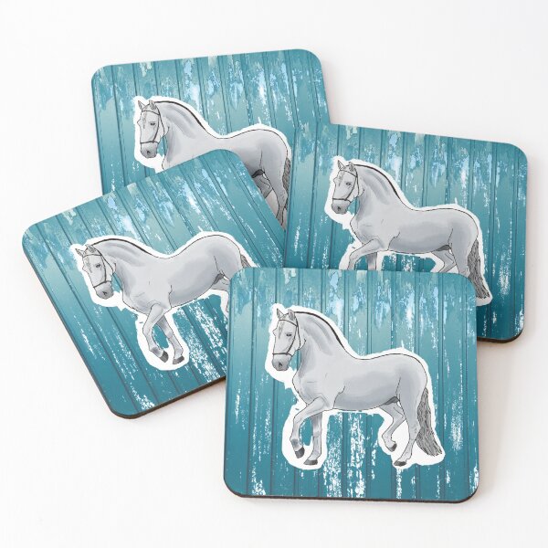 Item preview, White Horse on Blue Wood Background designed and sold by BunnyBizarre.
