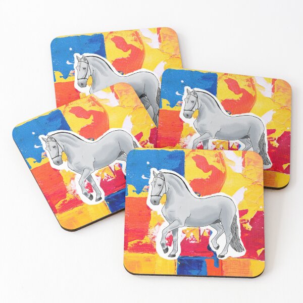 Item preview, White Horse on Abstract Painting Background designed and sold by BunnyBizarre.
