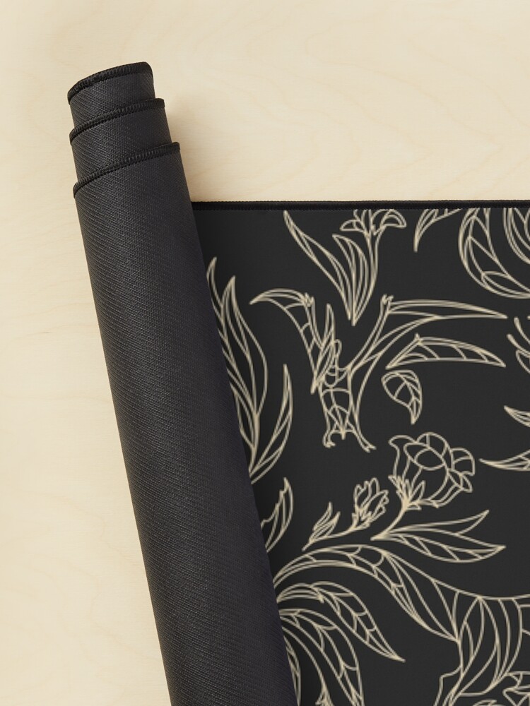 Alternate view of Hidden Dinosaurs - Elegant Floral Pattern - Black and Gold Mouse Pad