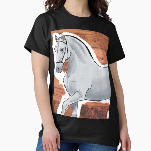 Aperçu de l'œuvre Cheval blanc sur la texture du bois créée et vendue par BunnyBizarre.