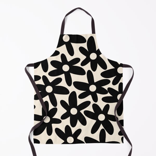 Item preview, Daisy Time Black and Almond Cream Retro Scandinavian Floral Pattern designed and sold by kierkegaard.