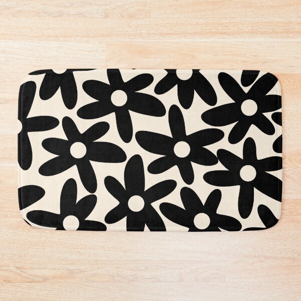 Item preview, Daisy Time Black and Almond Cream Retro Scandinavian Floral Pattern designed and sold by kierkegaard.