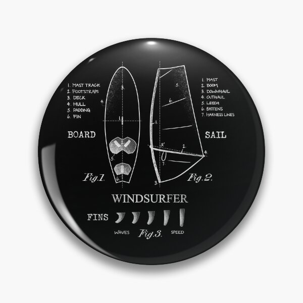 Item preview, Equipo de windsurf, tabla de engranajes, vela y aletas, leyenda, dibujo blanco Vintage designed and sold by frenchsalsa.