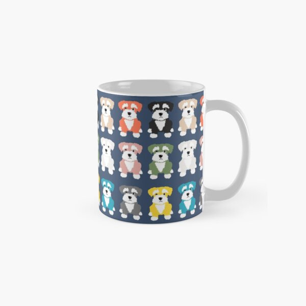 Rainbow of Miniature Schnauzer Dogs on Dark Blue Background Classic Mug
