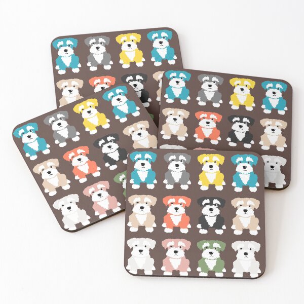 Item preview, Rainbow of Miniature Schnauzer Dogs on Chocolate Brown  Background  designed and sold by NattyDesigns.