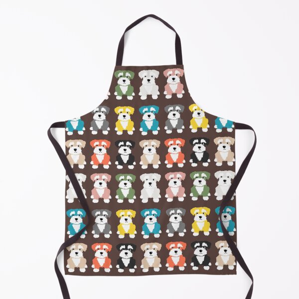 Item preview, Rainbow of Miniature Schnauzer Dogs on Chocolate Brown Background designed and sold by NattyDesigns.