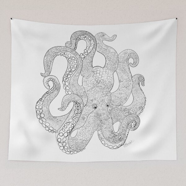 Item preview, Octopus Of The Sea Line Drawing by OLena Art designed and sold by Rocky Mountain Artistry.