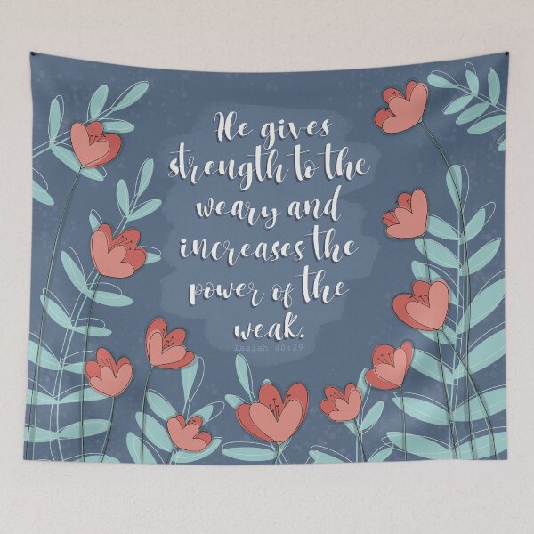Item preview, Isaiah 40:29 with flowers and leaves  designed and sold by Isabelle Verona.