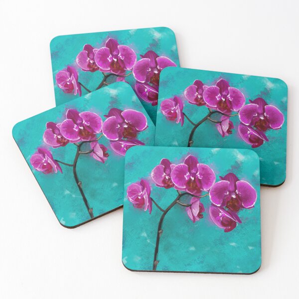 Item preview, Pink Orchid Flower on Teal Ground designed and sold by AstoriaV.