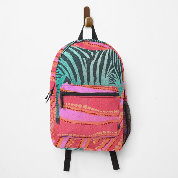 Item preview, Zany Zebras on psychedelic pink and red background  designed and sold by LindsayCat.