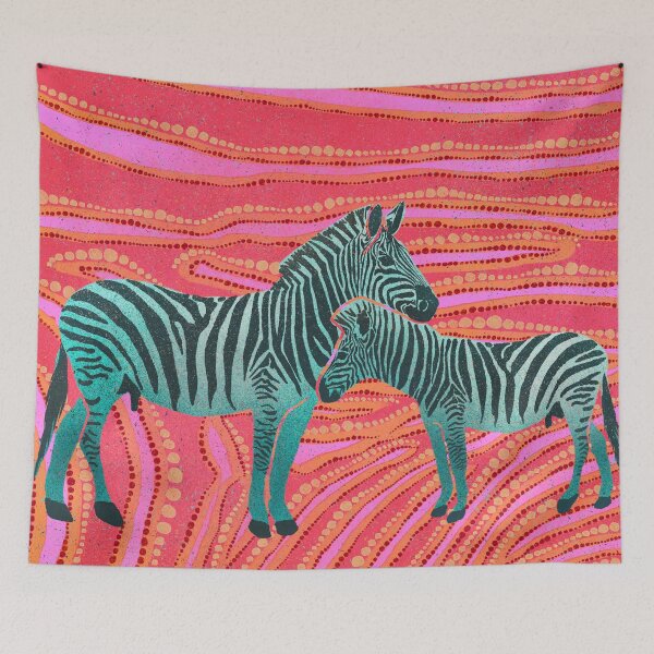 Item preview, Zany Zebras on psychedelic pink and red background  designed and sold by LindsayCat.