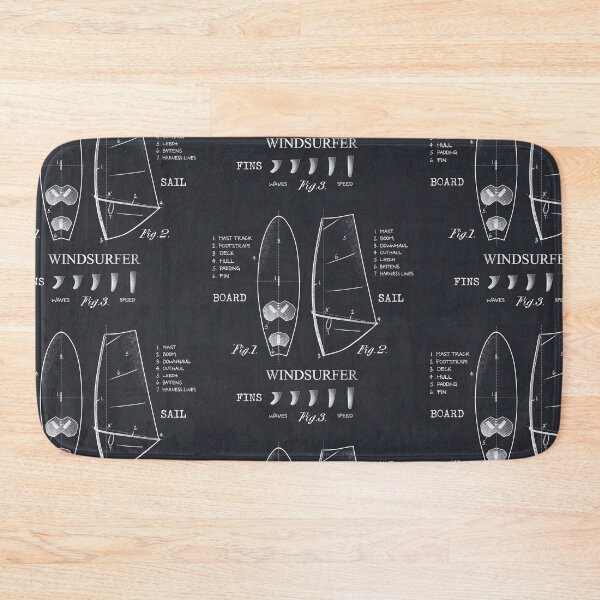 Item preview, Windsurfer Equipment Gear Board, Sail and Fins Legend Vintage White Drawing designed and sold by frenchsalsa.