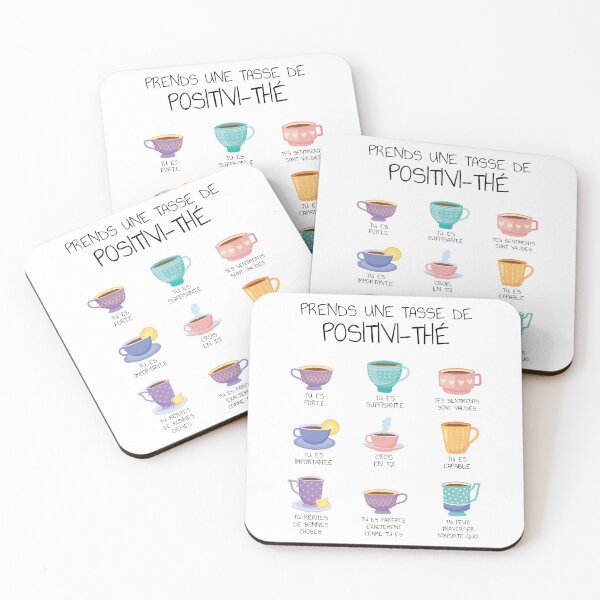 Item preview, Positivity Positivi-tea Mental Health Therapy Office Wellness Affirmations French Poster Prends Une Tasse De Positivi-the Self Affirmation Self Empowerment designed and sold by Therapy Tools For All.