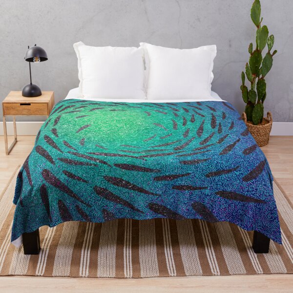 Item preview, Shoal of fish in a turquoise mandala ocean designed and sold by LindsayCat.