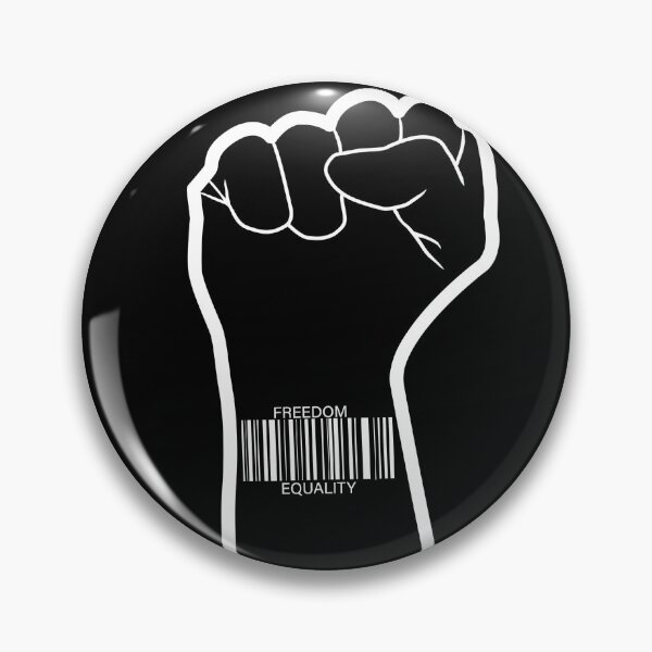 Item preview, barcode sticker on a clenched fist on a black background designed and sold by vilma3000.