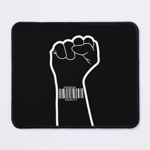 Item preview, barcode sticker on a clenched fist on a black background designed and sold by vilma3000.