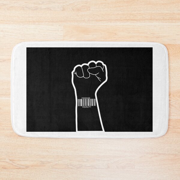 Item preview, barcode sticker on a clenched fist on a black background designed and sold by vilma3000.