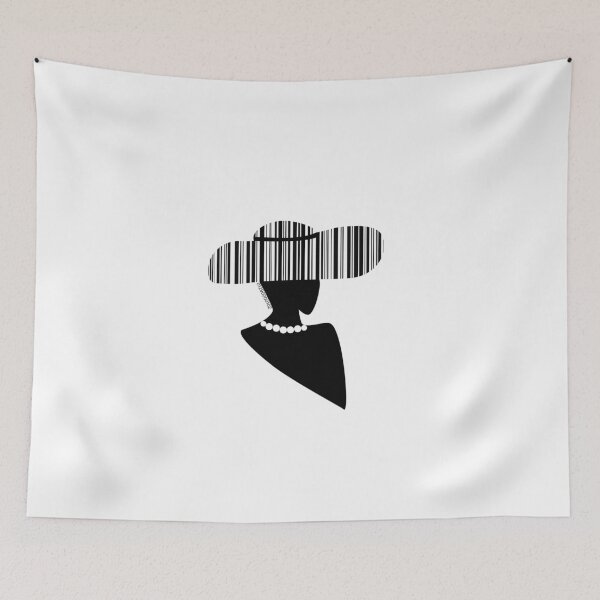 Item preview, barcode of a woman in a hat on a white background designed and sold by vilma3000.